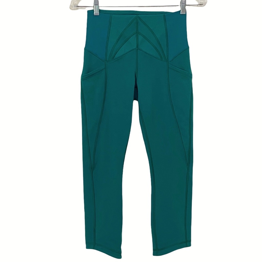 Lululemon Exquisite Crop Forage Teal Leggings 4